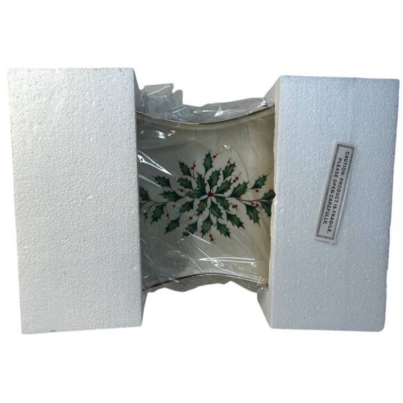 Lenox Holiday Canapé Plate Ivory & Gold Trim 11" Holly & Berry Design Gift Boxed - Picture 6 of 11